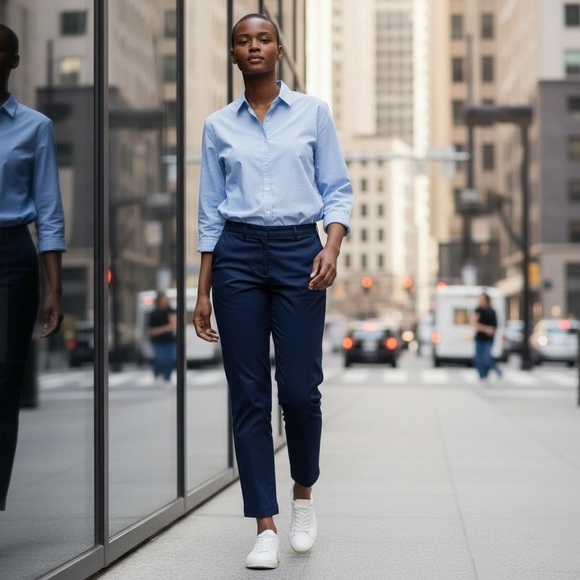 Jones New York Pants - Jones New York Blue Cropped Ankle Pants Relaxed Fit